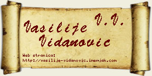 Vasilije Vidanović vizit kartica